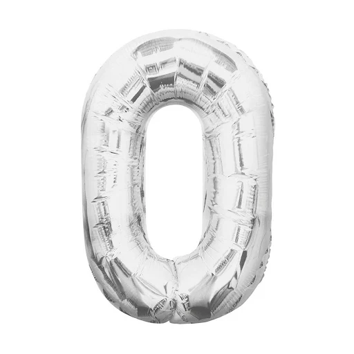 GLOBO METALIZADO NÚMERO 0 PLATEADO