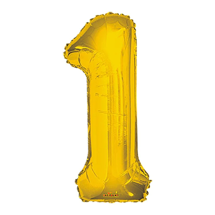GLOBO METALIZADO NUMERO 1 DORADO