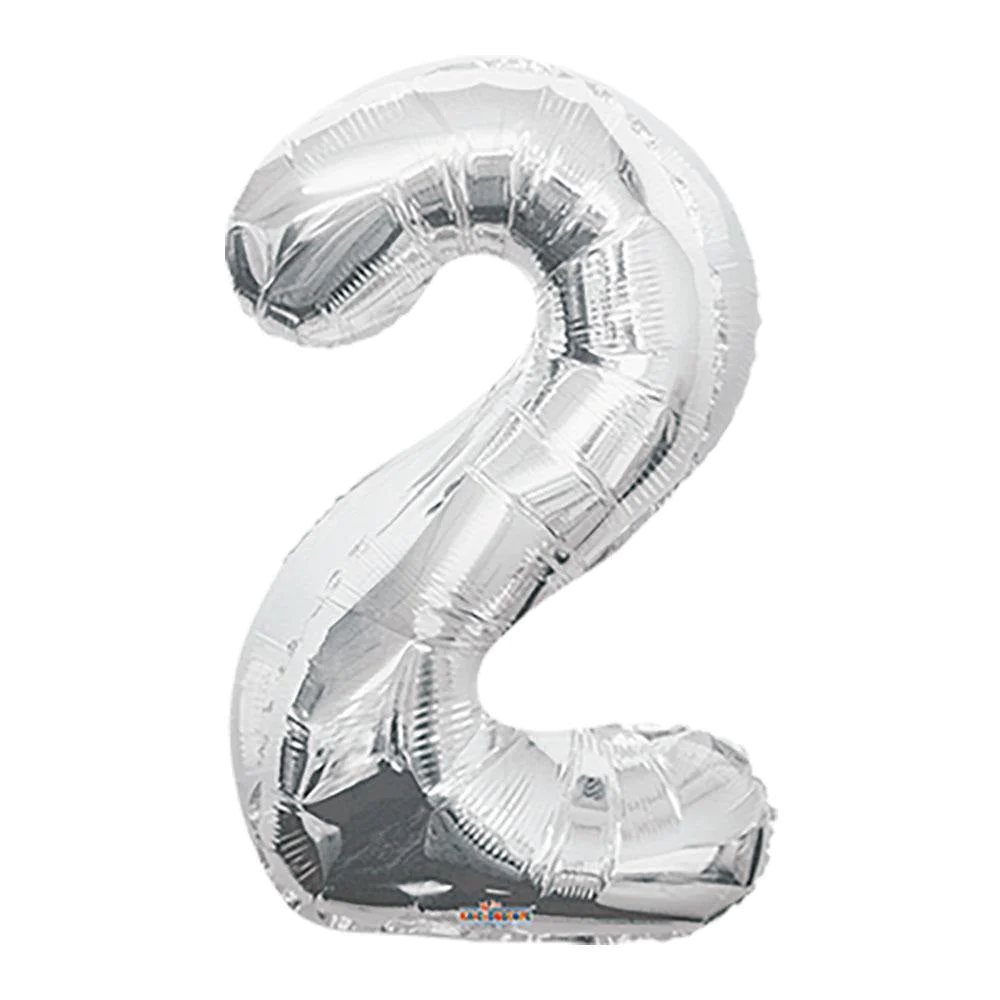 GLOBO METALIZADO NUMERO 2 PLATEADO