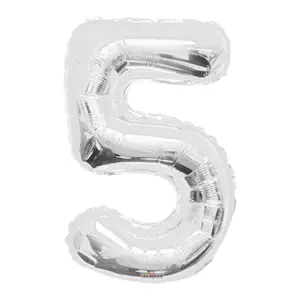 GLOBO METALIZADO NÚMERO 5 PLATEADO