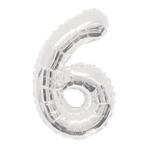 GLOBO METALIZADO NÚMERO 6 PLATEADO
