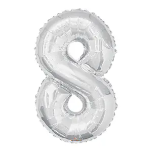 GLOBO METALIZADO NÚMERO 8 PLATEADO