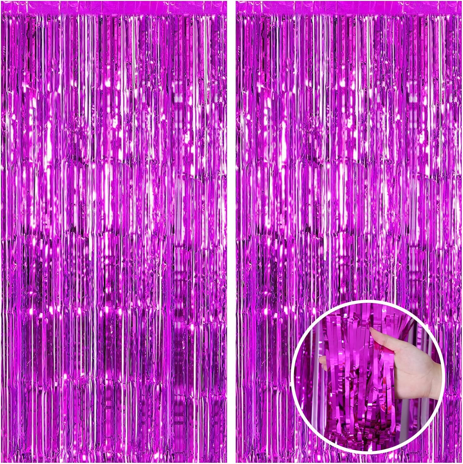 CORTINA METALIZADA FLECOS FUCSIA